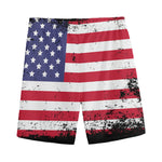 Grunge American Flag Print Men's Sports Shorts