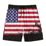Grunge American Flag Print Men's Swim Trunks