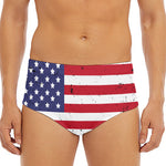 Grunge American Flag Print Men's Triangle Swim Briefs