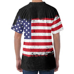 Grunge American Flag Print Men's Velvet T-Shirt