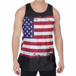 Grunge American Flag Print Men's Velvet Tank Top