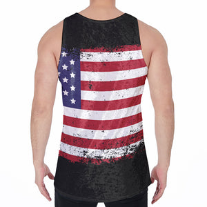 Grunge American Flag Print Men's Velvet Tank Top