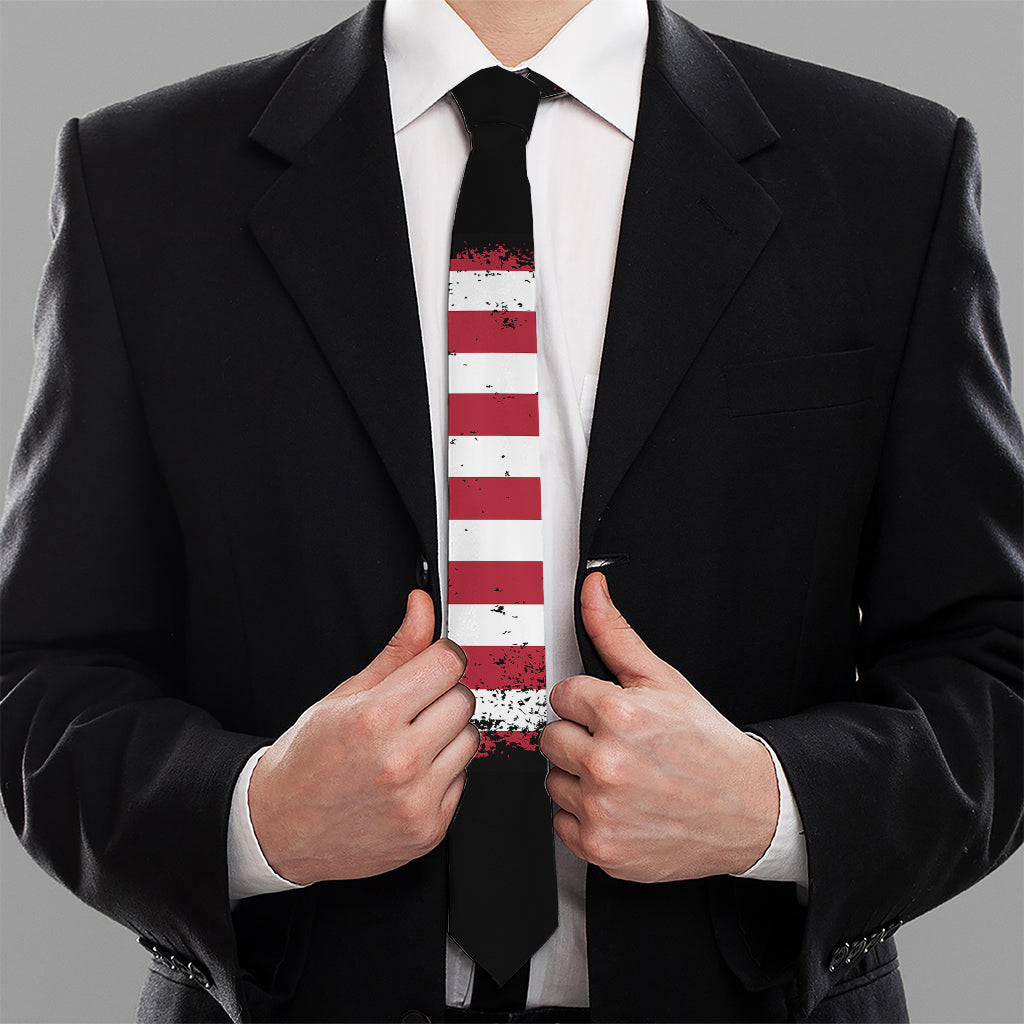 Grunge American Flag Print Necktie