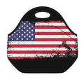 Grunge American Flag Print Neoprene Lunch Bag