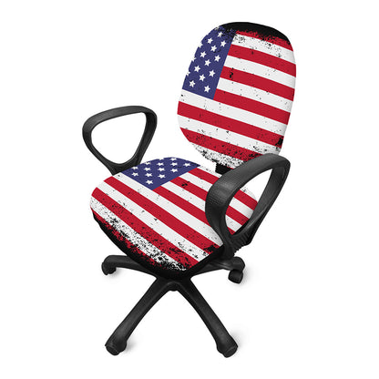 Grunge American Flag Print Office Chair Cover