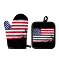 Grunge American Flag Print Oven Mitt And Pot Holder Set