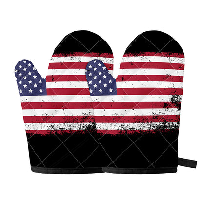 Grunge American Flag Print Oven Mitts