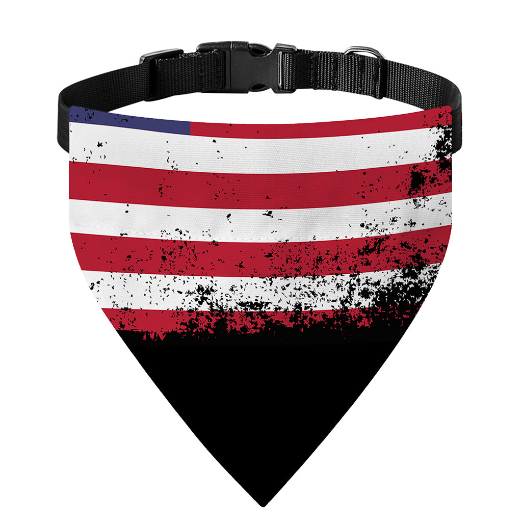 Grunge American Flag Print Over The Collar Dog Bandana