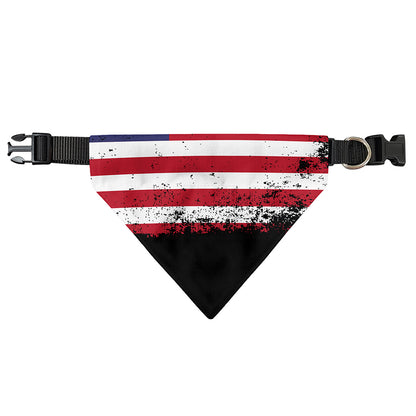 Grunge American Flag Print Over The Collar Dog Bandana