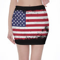 Grunge American Flag Print Pencil Mini Skirt