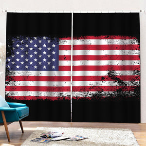 Grunge American Flag Print Pencil Pleat Curtains