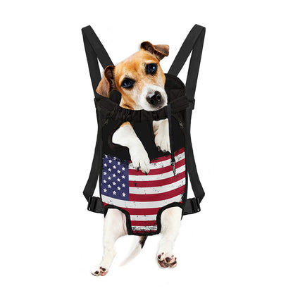 Grunge American Flag Print Pet Carrier Backpack