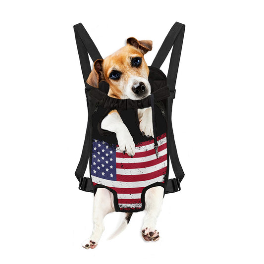 Grunge American Flag Print Pet Carrier Backpack