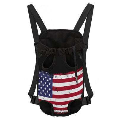 Grunge American Flag Print Pet Carrier Backpack