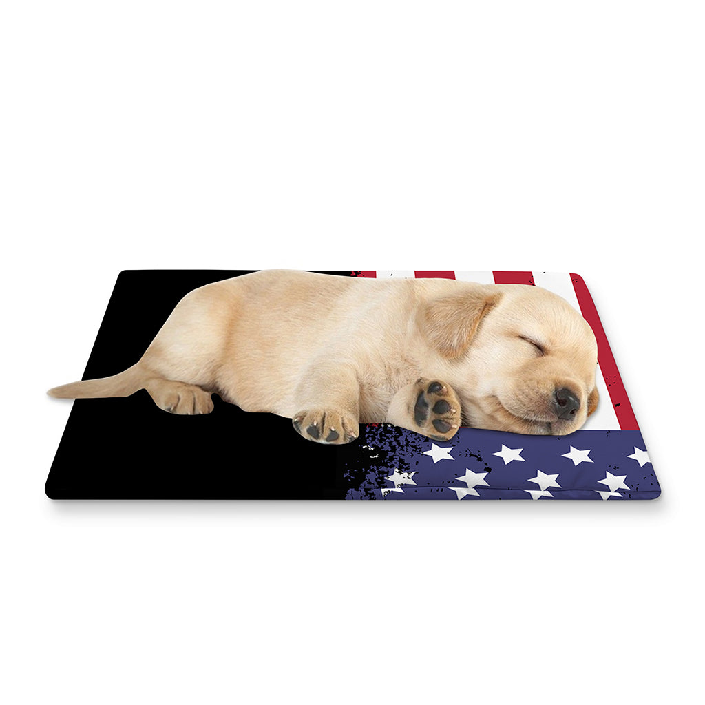 Grunge American Flag Print Pet Cooling Mat Cover