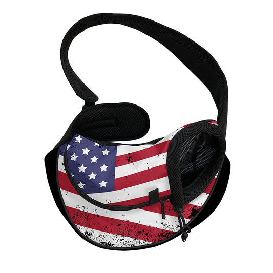 Grunge American Flag Print Pet Sling Carrier