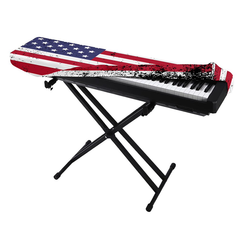 Grunge American Flag Print Piano Keyboard Cover