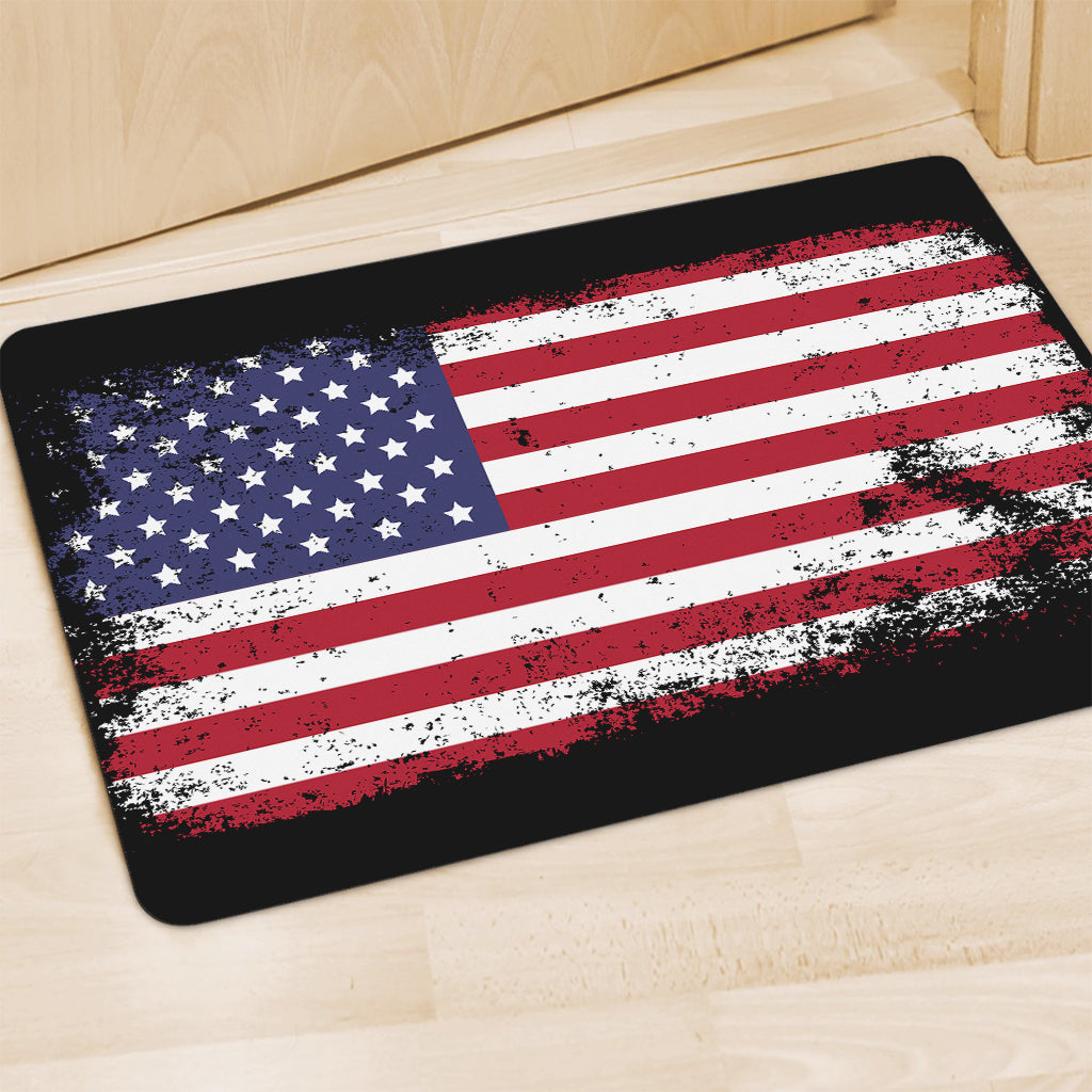 Grunge American Flag Print Polyester Doormat