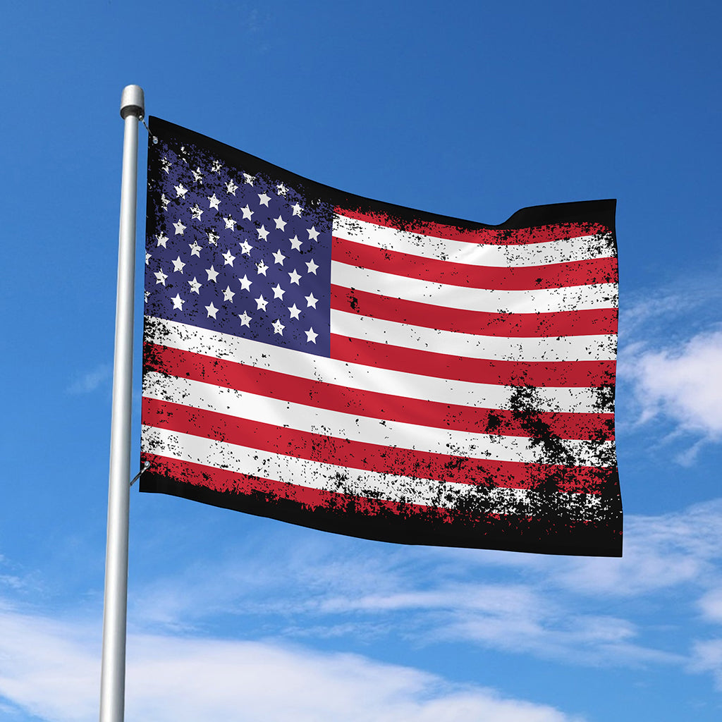 Grunge American Flag Print Polyester Flag