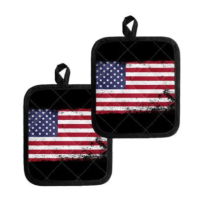 Grunge American Flag Print Pot Holders