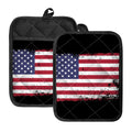 Grunge American Flag Print Pot Holders With Pocket