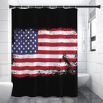 Grunge American Flag Print Premium Shower Curtain