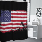 Grunge American Flag Print Premium Shower Curtain