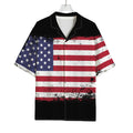Grunge American Flag Print Rayon Hawaiian Shirt