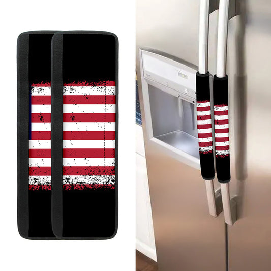 Grunge American Flag Print Refrigerator Handle Covers