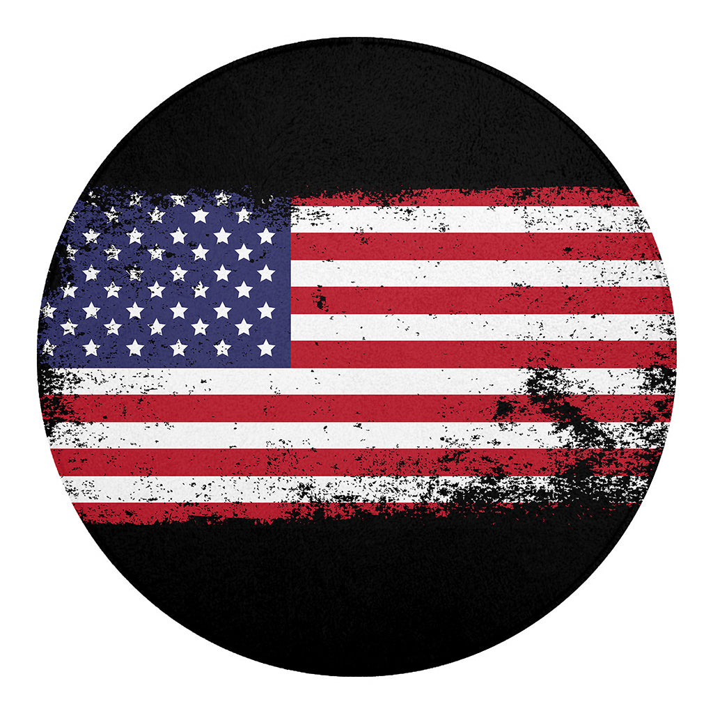 Grunge American Flag Print Round Blanket