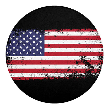 Grunge American Flag Print Round Blanket
