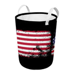 Grunge American Flag Print Round Laundry Basket