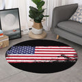 Grunge American Flag Print Round Rug