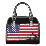 Grunge American Flag Print Shoulder Handbag