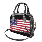 Grunge American Flag Print Shoulder Handbag