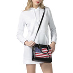 Grunge American Flag Print Shoulder Handbag