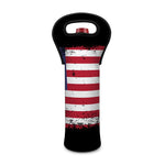 Grunge American Flag Print Single Neoprene Wine Tote