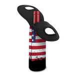 Grunge American Flag Print Single Neoprene Wine Tote