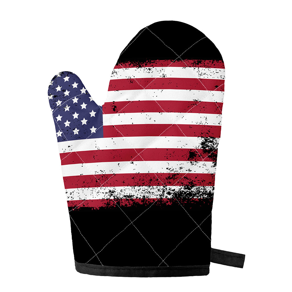 Grunge American Flag Print Single Oven Mitt