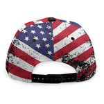 Grunge American Flag Print Snapback Cap