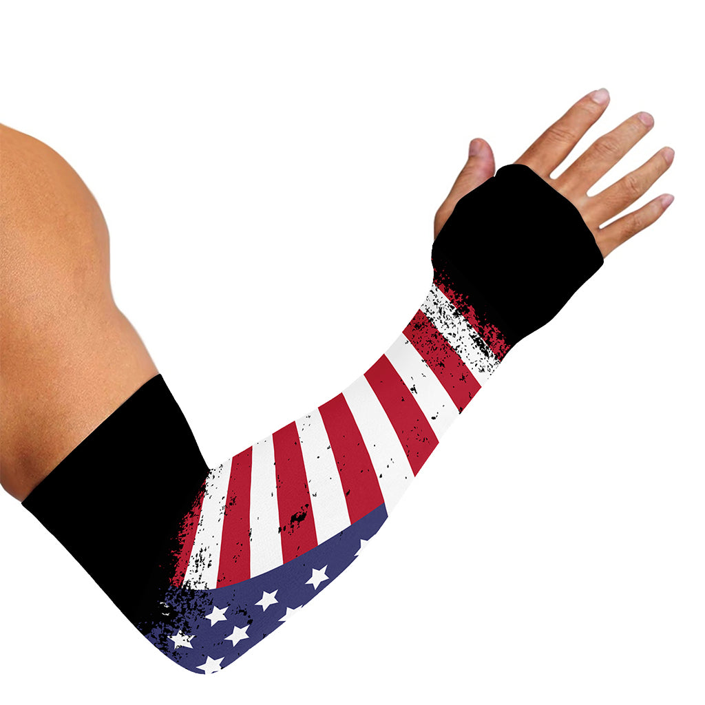 Grunge American Flag Print Sun Protection Arm Sleeves