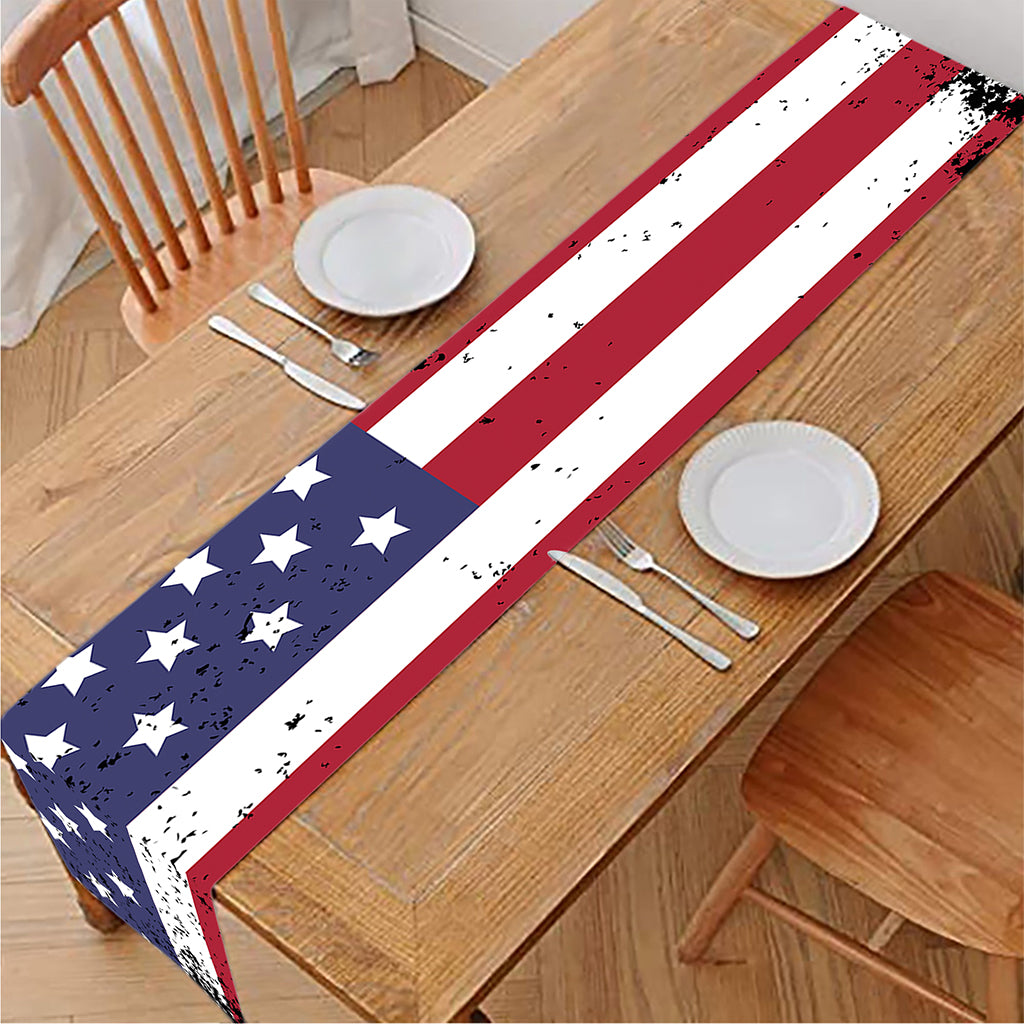 Grunge American Flag Print Table Runner