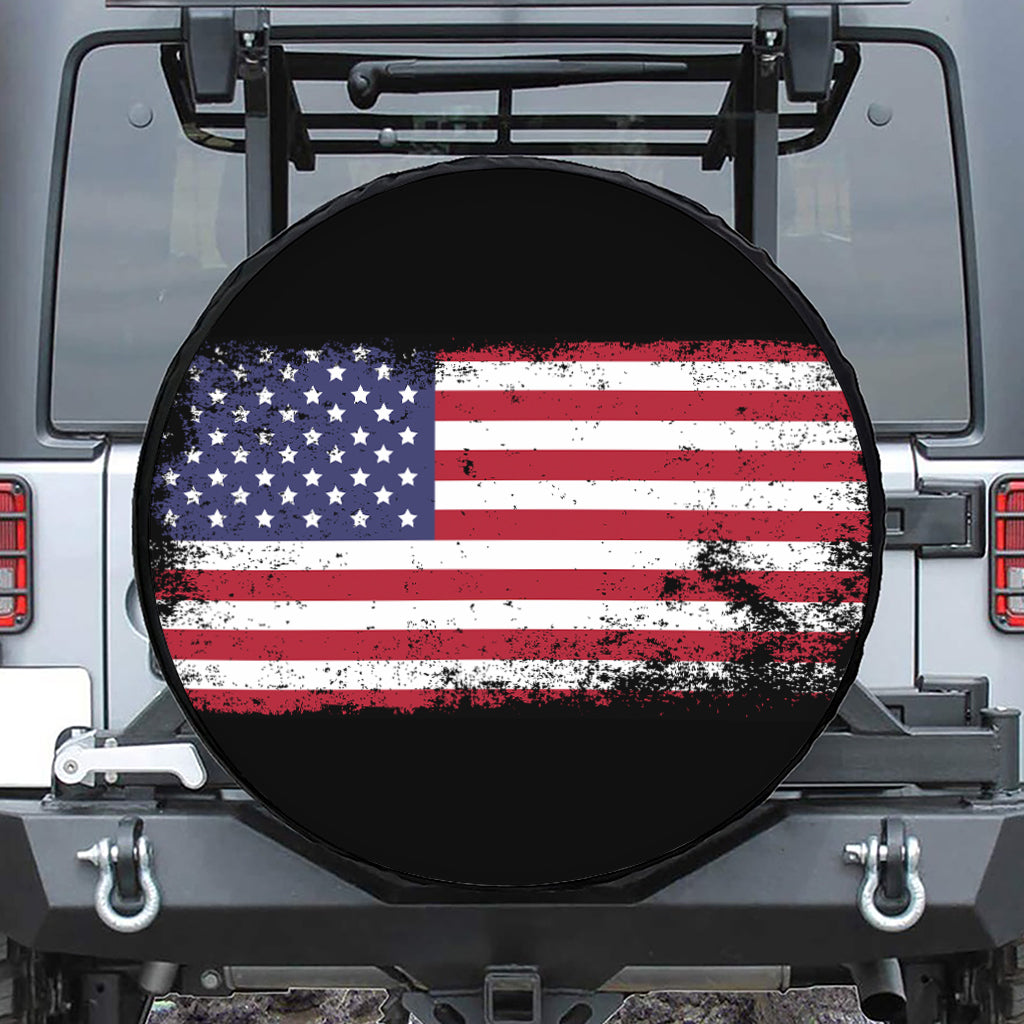 Grunge American Flag Print Tire Cover
