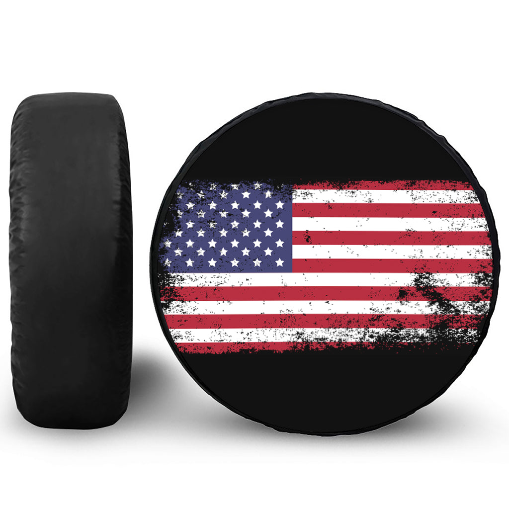 Grunge American Flag Print Tire Cover