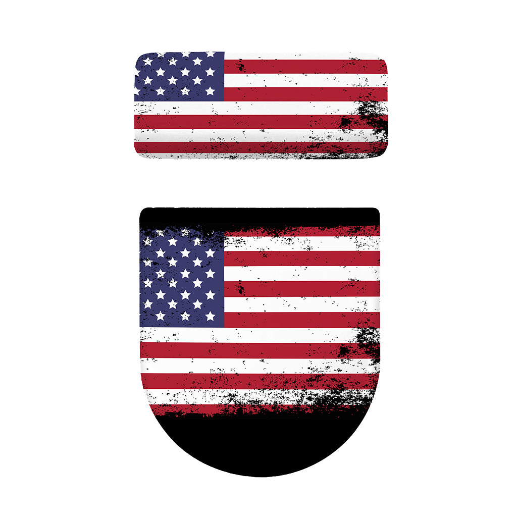 Grunge American Flag Print Toilet Lid And Tank Cover Set
