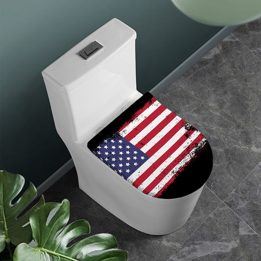 Grunge American Flag Print Toilet Lid Cover