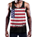 Grunge American Flag Print Men's Workout Tank Top