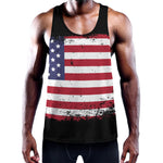 Grunge American Flag Print Training Tank Top