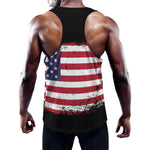 Grunge American Flag Print Training Tank Top