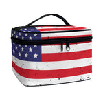 Grunge American Flag Print Travel Makeup Bag